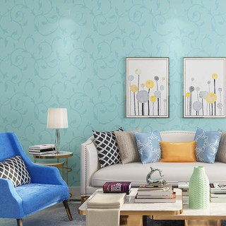 GIẤY DÁN TƯỜNG XANH HOA VĂN CHÌM KHỔ 1m2,GIẤY DÁN TƯỜNG PHỦ PVC KÈM KEO DÁN CHỐNG ẨM MỐC