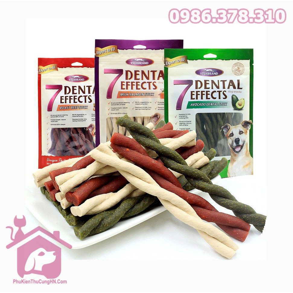 [pet]Xương nhai 7 Dental Efects 160g - Bánh thưởng snack cho chó