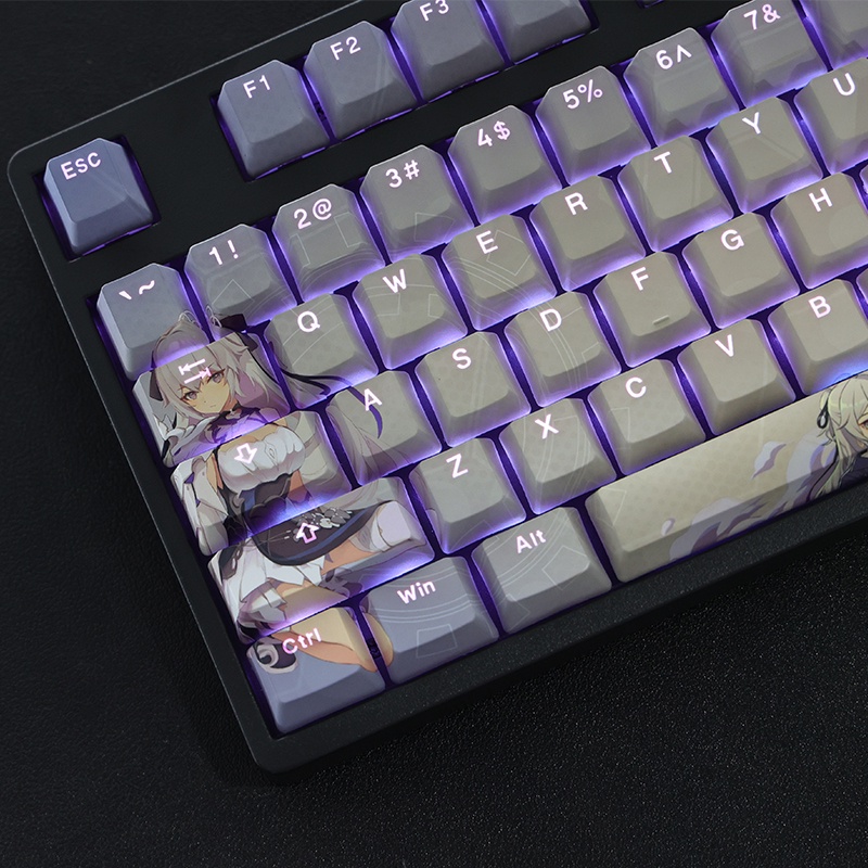 Honkai Impact 3 theme keycap keycap Kiana Kaslana Valkyrie Anime keycap Hồ sơ OEM PBT Dye-thăng hoa bàn phím cơ học keycap xuyên suốt Ánh sáng 108 phím