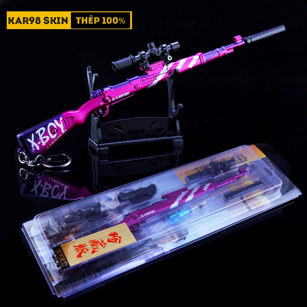 Mô HÌnh PUBG Kar98 Skin XBOY Tặng Kèm 3 Scope Và Kệ Trưng Bày 19cm