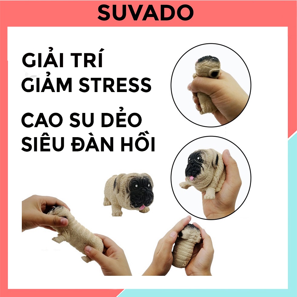 Đồ chơi xả stress con chó cún yêu bằng nhựa dẻo dễ thương hình chó pug Nắn bóp đàn hồi CD1 SUVADO