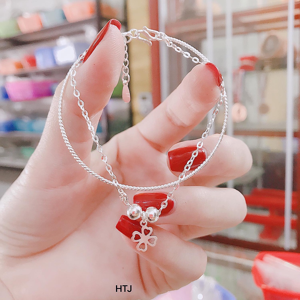 Vòng tay đôi bạc ta hình cỏ 4 lá,hình cánh chuồn ❌ Freeship ❌ có 2 sợi,dày dặn chắc chắn,sang chảnh
