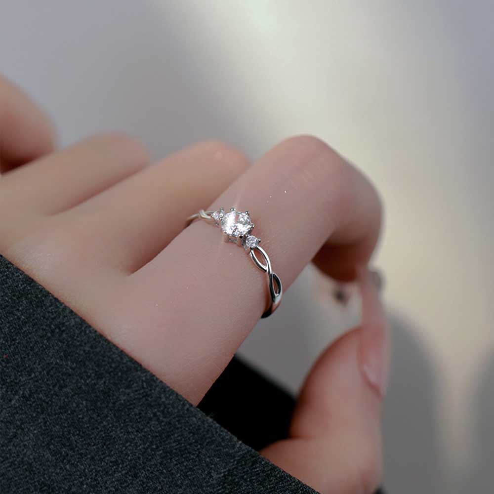 Nhẫn Bạc S925 Đính Đá Zircon Đơn Giản Thời Trang Có Thể Điều Chỉnh Kích Thước