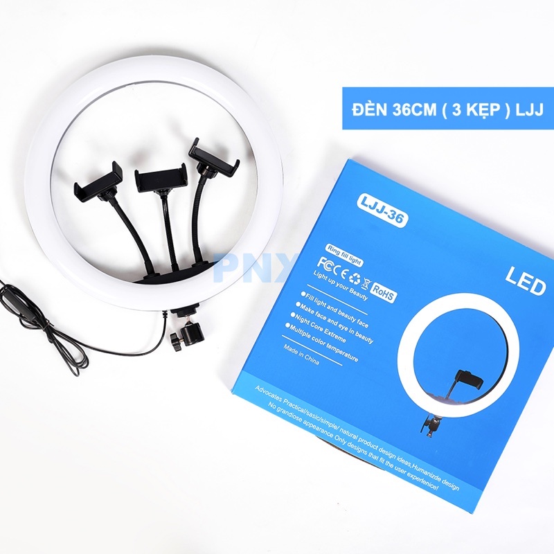 Đèn live LJJ 36CM chân cao 2 mét 3 kẹp điện thoại livestream , makeup chụp hình sản phẩm nguồn USB