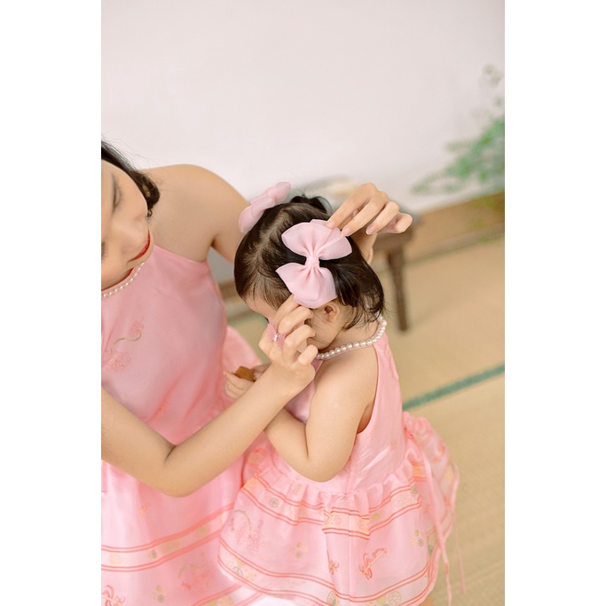 Sumire Store SET Áo yếm xòe organza Hoa Niên Ca BÉ - Hồng