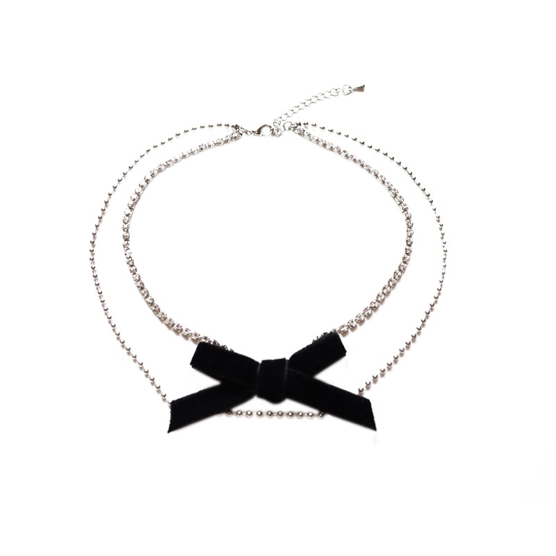 Vòng Cổ Choker Hai Lớp Thắt Nơ Sáng Bóng