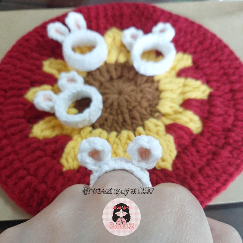 Nhẫn len tai thỏ/tai gấu handmade