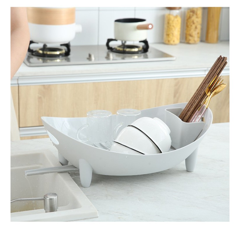[RẺ VÔ ĐỊCH] Rổ Giá Úp Bát Đĩa Thông Minh Hình Chiếc Thuyền Có Khay Hứng Nước - Đồ dùng nhà bếp thông minh | BigBuy360 - bigbuy360.vn