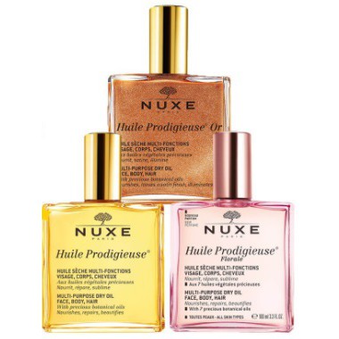 Nuxe Dầu Khô Đa Năng Dưỡng da mặt Face Tóc Body Huile Prodigigieuse Or Florale Không Nhũ Có Nhũ Hương Hoa Pháp 50-100ml