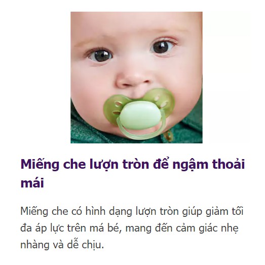 Ti Giả Avent Trong Suốt Đầu Dẹt Có Nắp Đậy, Núm Ty Ngậm Thông Khí Chống Đầy Hơi Cho Bé Sơ Sinh