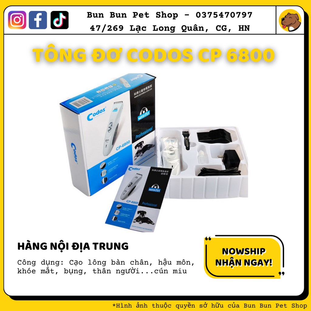 Tông đơ cắt tỉa lông cho chó mèo Codos CP6800 và CP7800