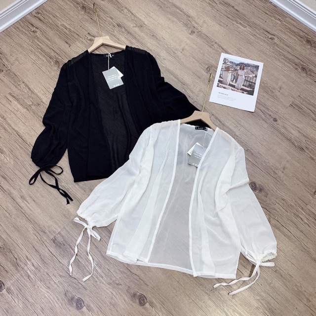 Áo cadigan mỏng đen trắng chất cực đẹp | BigBuy360 - bigbuy360.vn