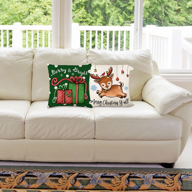 1 Vỏ Gối Đơn In Hình Ông Già Noel Tuần Lộc Trang Trí Nhà Cửa Dịp Giáng Sinh