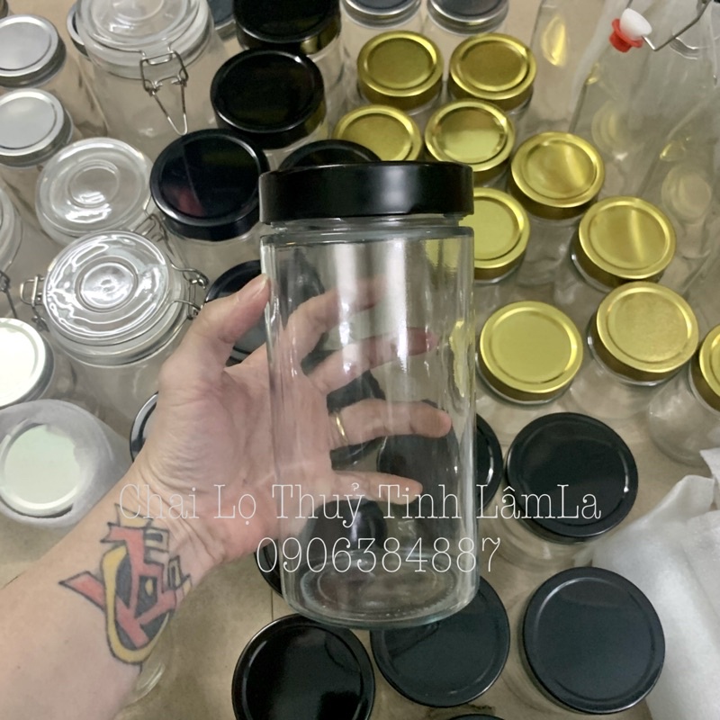 Hũ Thuỷ Tinh Tròn Dáng Cao Nắp Thiếc Dày 100ml 180ml 380ml 500ml