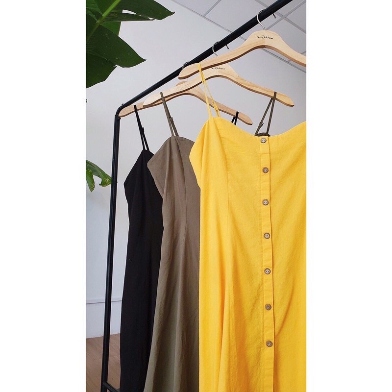 Đầm hai dây thiết kế hàng nút và co giãn lưng DOKESI  - Briana Dress