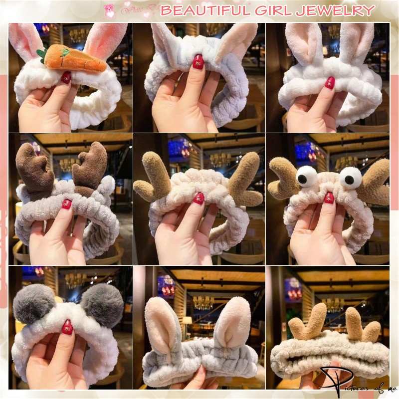 Băng đô cài tóc bằng vải cotton mềm hình tai thỏ/ cà rốt/ sừng hươu kiểu Hàn Quốc cho nữ