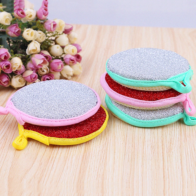 Mút rửa chén HOUSEEKER hình tròn hai mặt màu sắc ngẫu nhiên tiện dụng cho nhà bếp