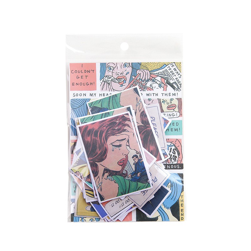 Bộ 60 miếng dán trang trí sổ tay phong cách retro châu âu