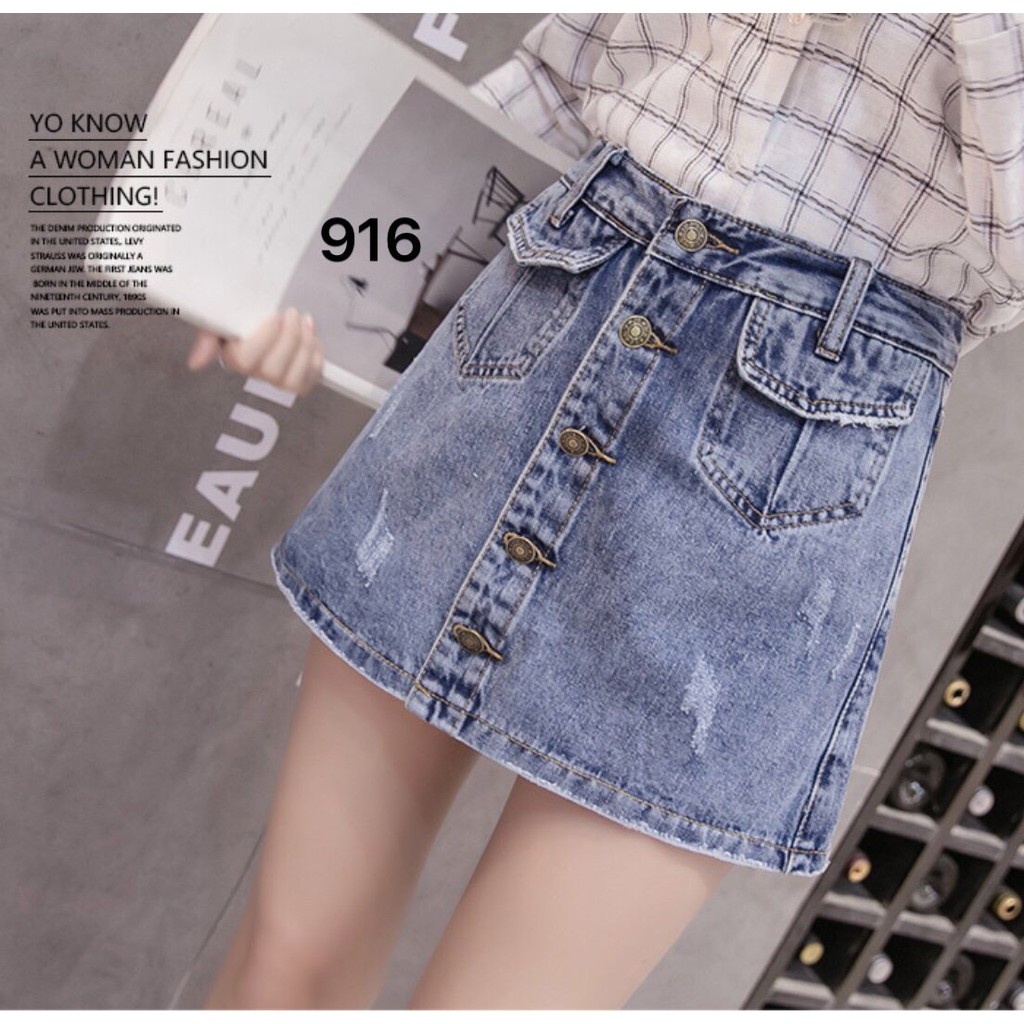 [ Mã FAMAYWA giảm 10K đơn 50K] Chân Váy Jeans Chữ A Phối Nút Thời Trang OHS916 | BigBuy360 - bigbuy360.vn