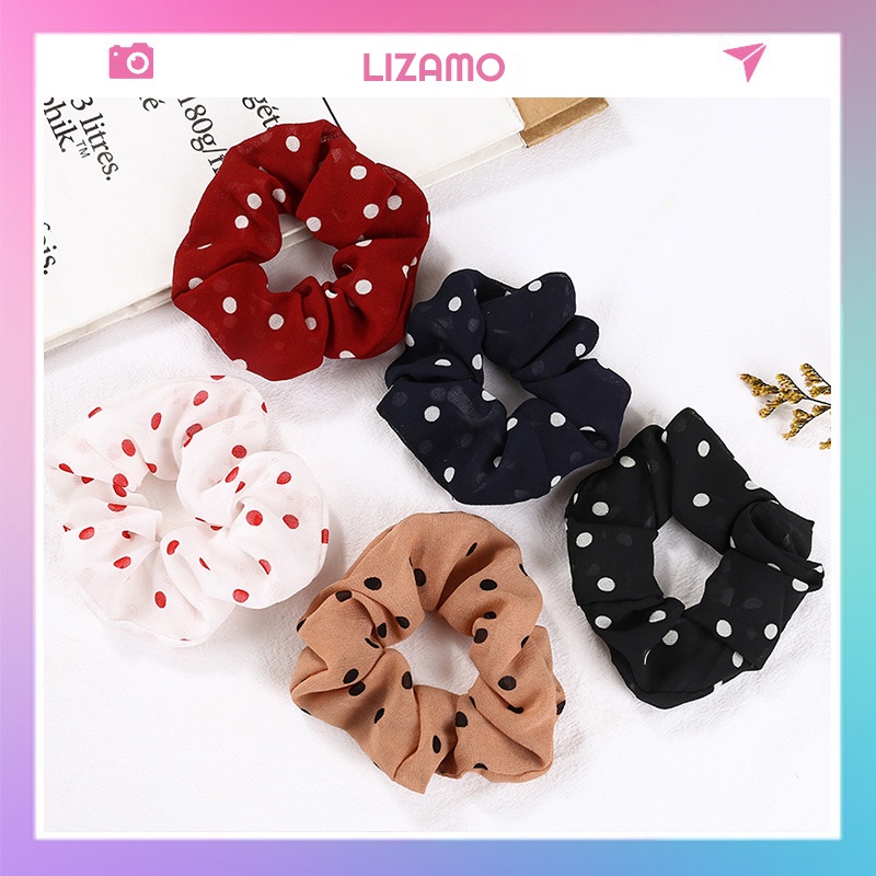 Dây buộc cột tóc Scrunchies chấm bi Hàn Quốc LIZAMO DBT101