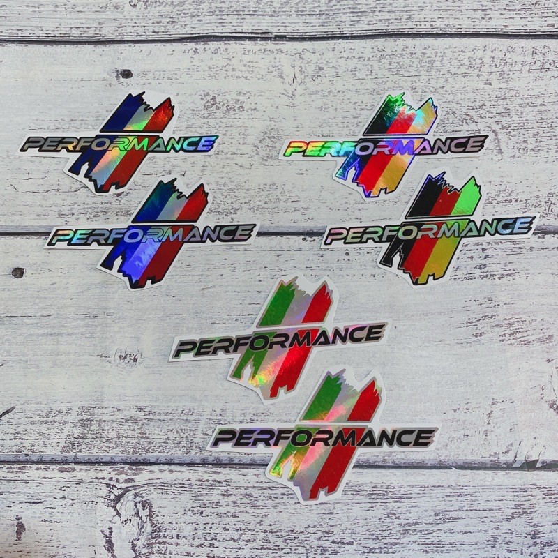 Tem sọc cờ ý PERFORMANCE New dạng 7 màu Crom bao đẹp- chất- xịn (1 cặp)