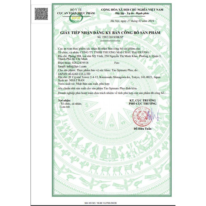 Tảo Xoắn Spirulina Nhật Bản - Spimate Plus, bổ sung các axit amin thiết yếu cho cơ thể