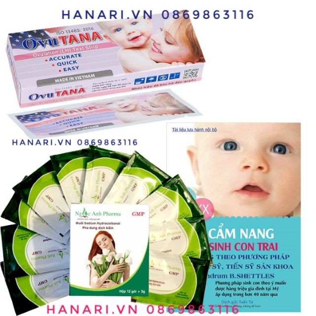 Combo 1 Hộp Muối kiềm Ngọc Ánh 2 Hộp Test rụng trứng Ovutana