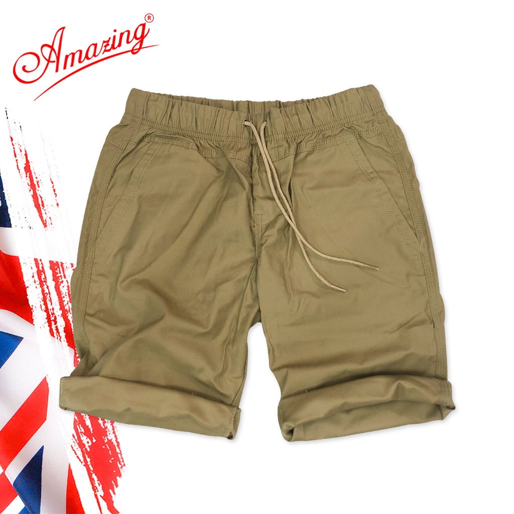 Quần sọt nam thương hiêu Amazing, phong cách thể thao, short kaki lưng thun unisex, có big size