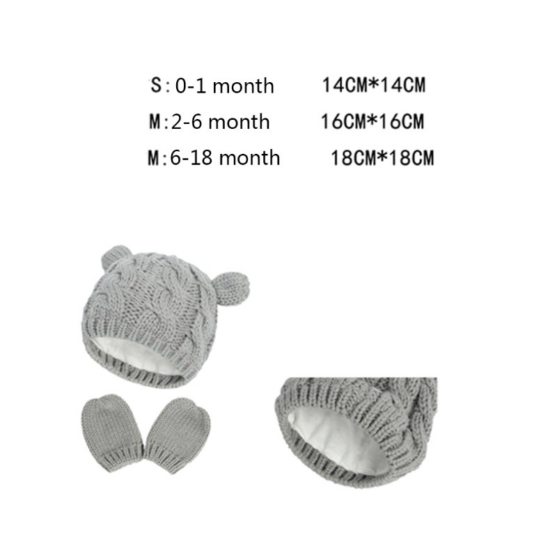 Bộ mũ beanie + găng tay giữ ấm mùa đông thời trang dễ thương cho bé
