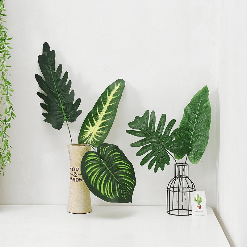 1 Nhánh Lá Dưa Hấu Nhân Tạo Xanh Lá DIY Trang Trí Nhà Cửa Đa Ứng Dụng