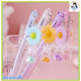 Bút hoa cúc treo đôi B1 bút hoạt hình bút dễ thương bút kute viết gel, bút hoa cúc gắn lọ điều ước