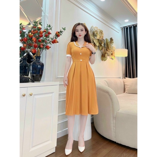 Bán sỉ  váy phối cổ sen
