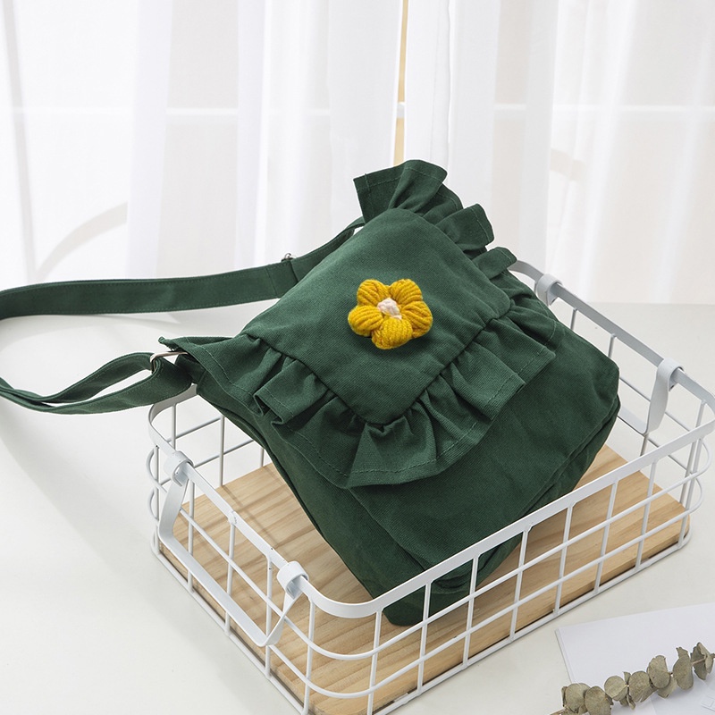 Túi xách IELGY vải canvas phối ren phong cách Nhật Bản thời trang dành cho nữ