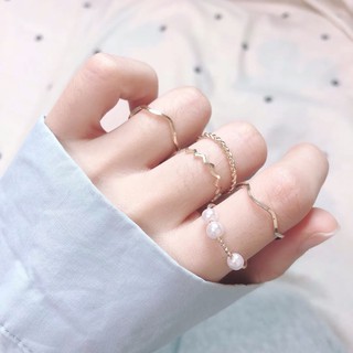 set 5c nhẫn thanh mảnh phong cách Hàn Quốc