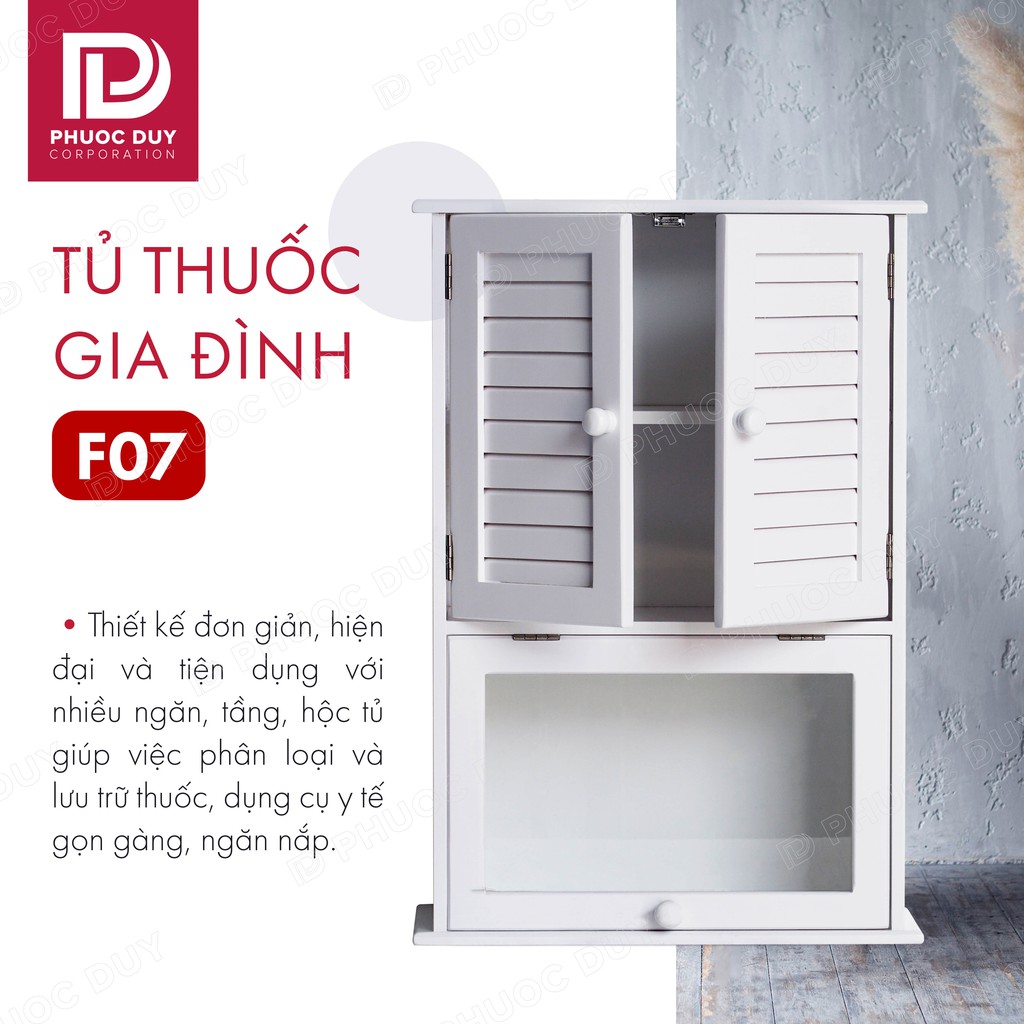 Tủ thuốc - Tủ y tế gia đình gỗ tự nhiên F07 - BH 1 đổi 1 trong 12 tháng