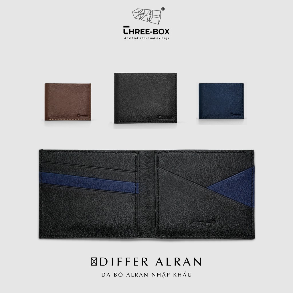 Ví nam Differ da bò Alran đen nhập khẩu - Three-Box Wallets | TBBIF-DIFFER-ALRAN-DEN