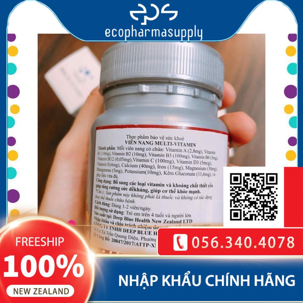 Viên Vitamin tổng hợp MultiVitamin Deep Blue Health (60v) | Thế Giới Skin Care