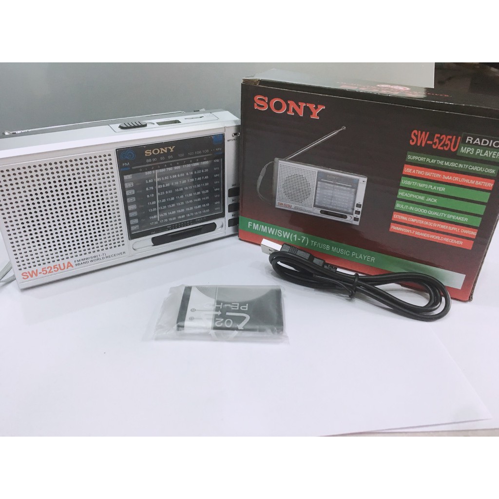 ĐÀI RADIO SONY SW-525,có ăng ten giắc cắm âm thanh 3.5mm chất lượng cao