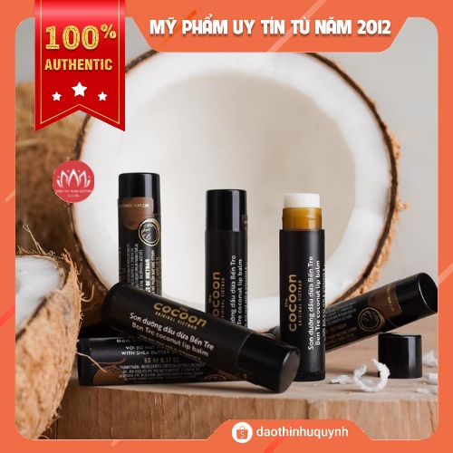 Son Dưỡng Dầu Dừa Cocoon Ben Tre Coconut Lip Balm With Shea Butter &amp; Vitamin E 5g