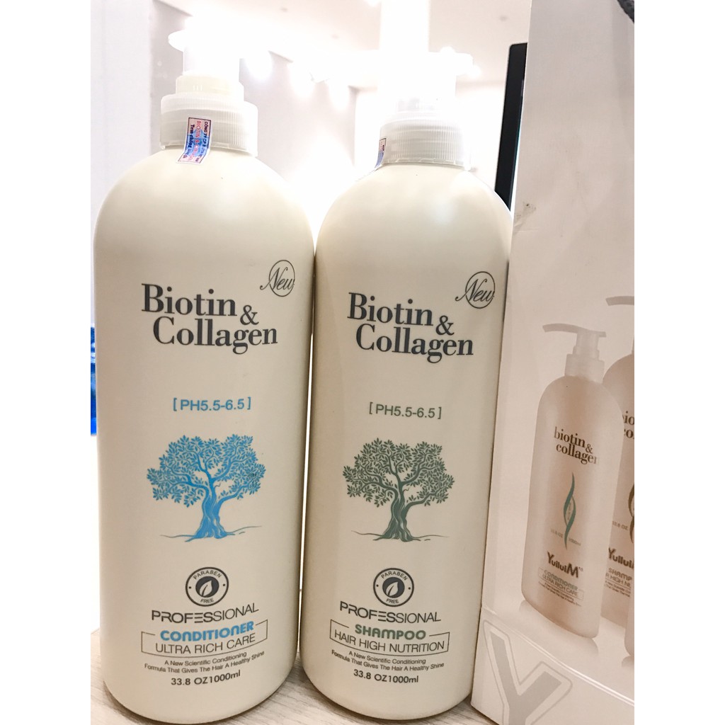 Bộ đôi Dầu Gội Xả Biotin Collagen Professional Italy phục hồi tóc hư tổn (500ML-1000ML)