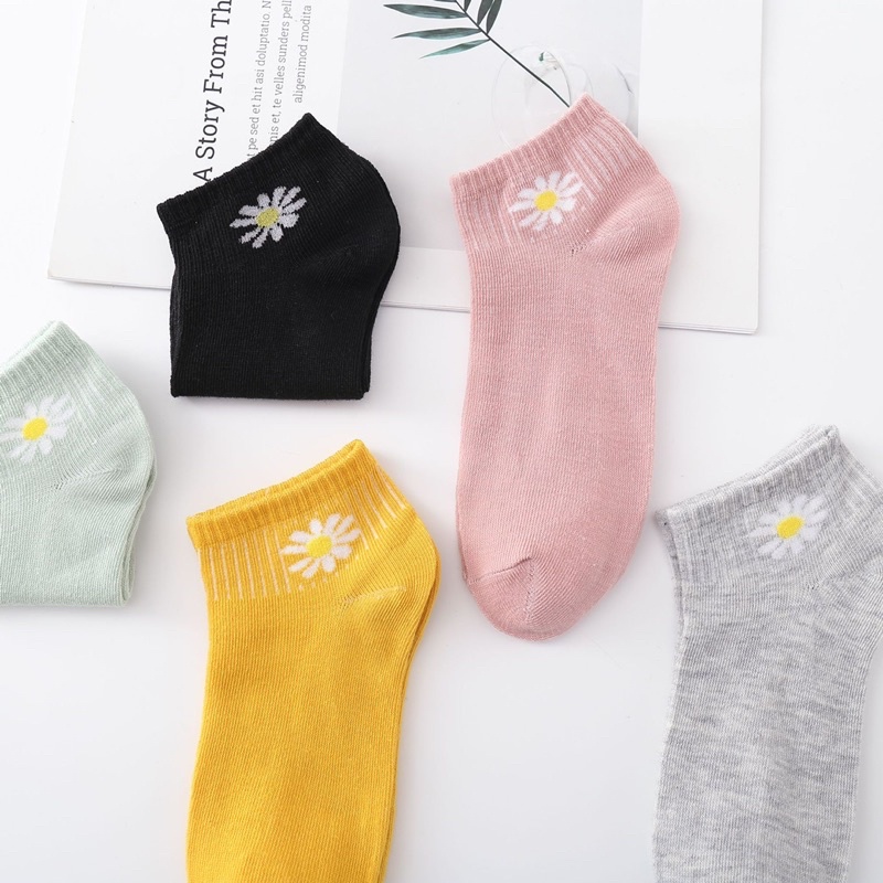 [Tonashoe] Tất Cổ Ngắn Hoạ Tiết Cúc V04