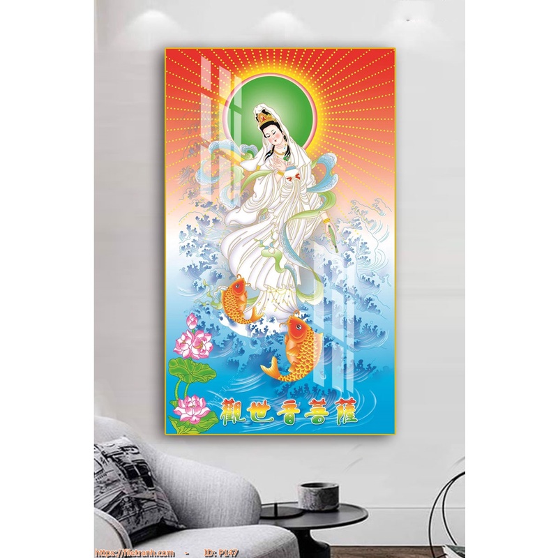 Tranh treo tường - Tranh Laminate tráng gương Phật Giáo 03 - Bộ 1 tấm