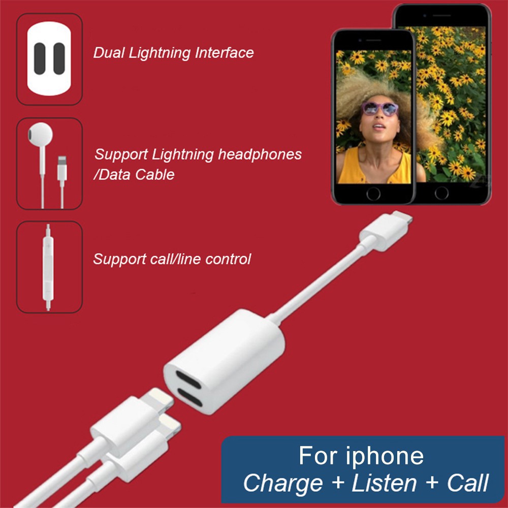 Cáp sạc chia cổng tai nghe Lightning 1 sang 2 cho iPhone 7 7 Plus