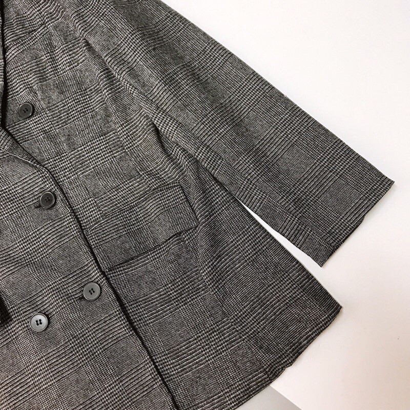 ÁO VEST NỮ KẺ 2 LỚP DÁNG NGẮN