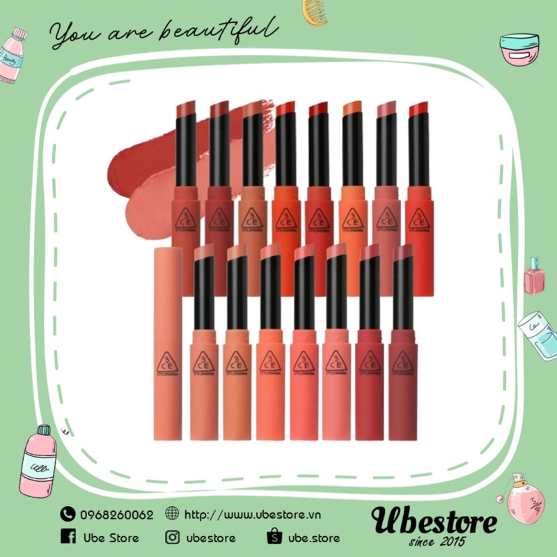 SON THỎI LÌ 3CE SLIM VELVET LIP COLOR