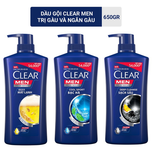 Dầu gội Clear Men sạch gàu và ngăn gàu 650gr