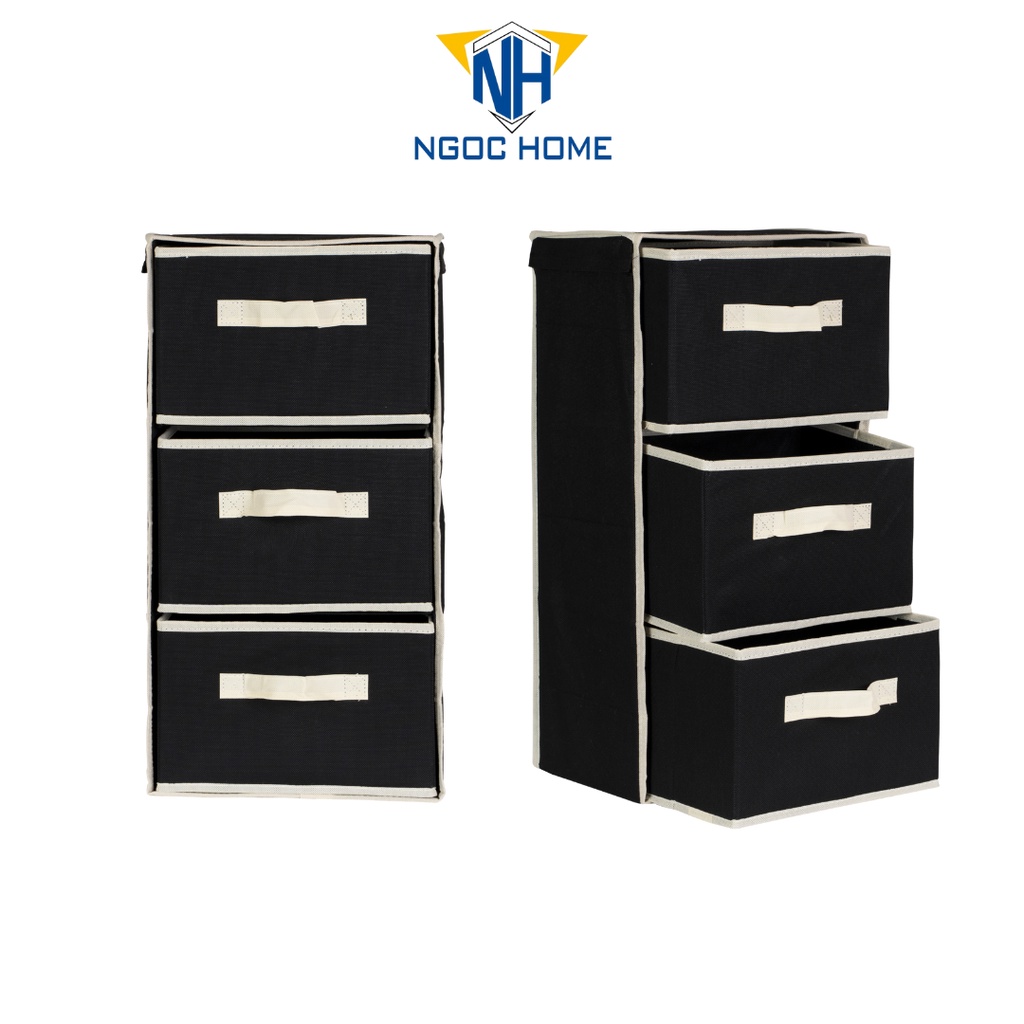 Hộp vải 3 tầng NGỌC HOME tủ đựng đồ có ngăn kéo bằng vải không dệt cao cấp hàng VNXK
