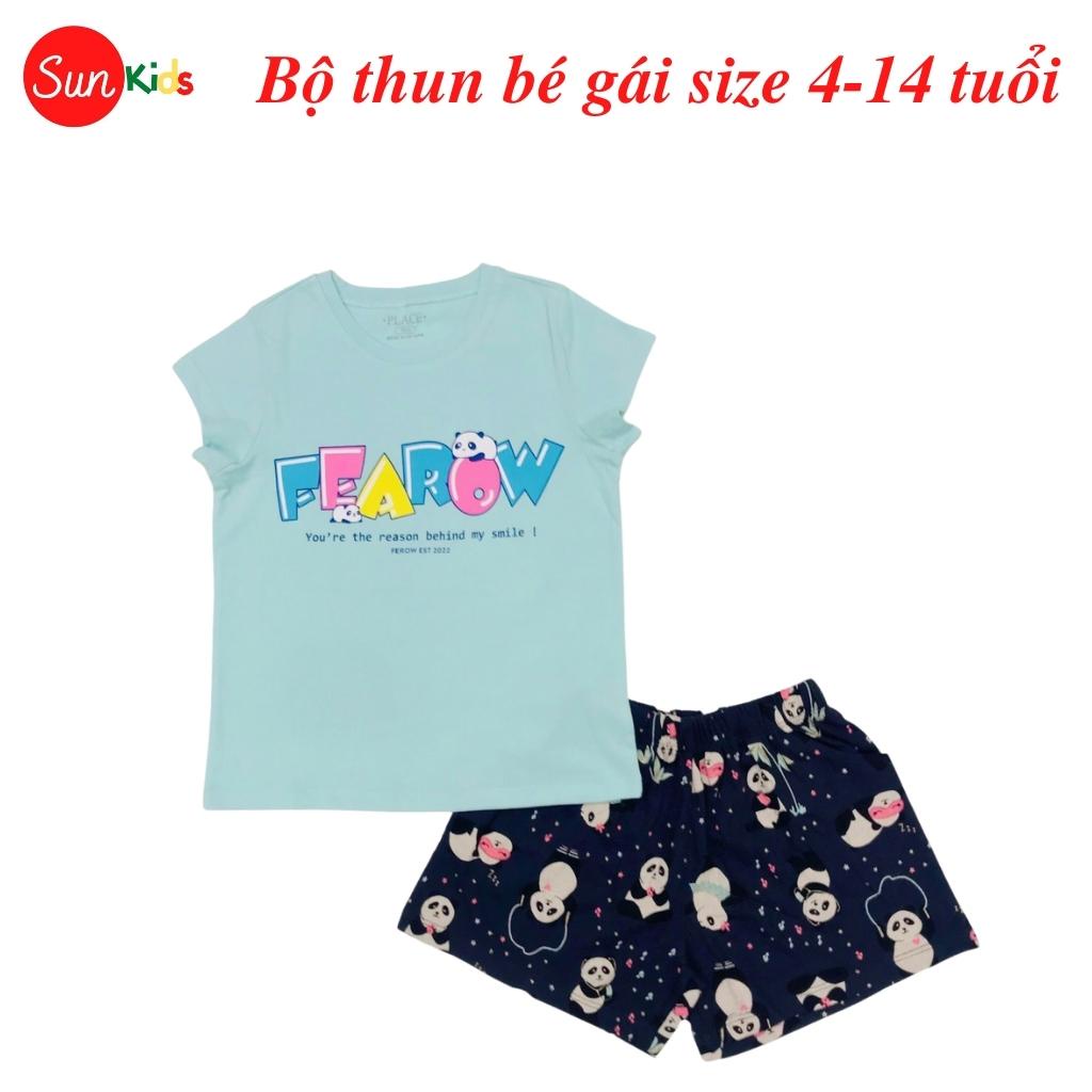 Đồ bộ thun bé gái, đồ bộ trẻ em chất cotton, có nhiều màu, size 4-14 tuổi - SUNKIDS