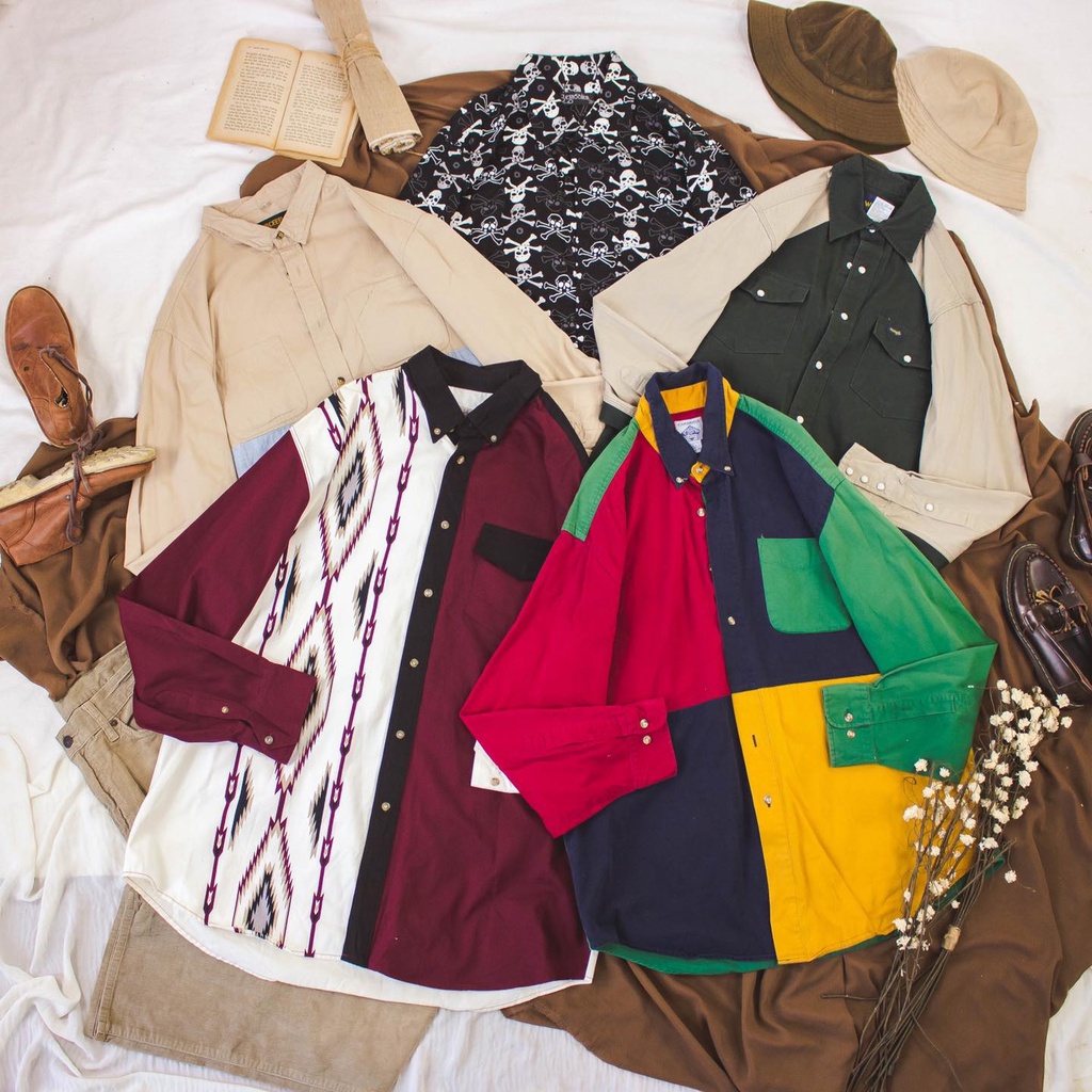 Áo Sơ Mi Nhung Tăm, Áo Flannel, Áo 2hand Tay Dài Unisex Nam Nữ Vintage Đẹp Chất Thời Trang Xịn Đẹp