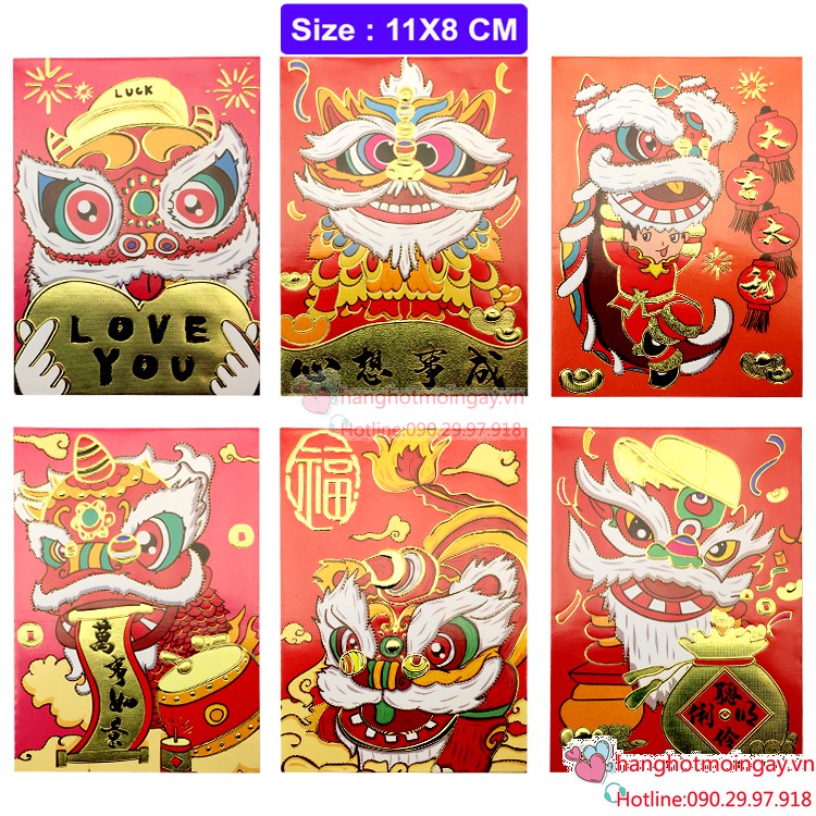 combo 6 bao lì xì múa lân siêu cute LX156